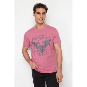 Trendyol Dried Rose Eagle Printed Regular/Normal Cut T-Shirt obraz