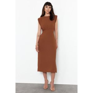 Trendyol Brown A-line Midi Woven Dress obraz