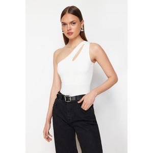 Trendyol White Cut Out Detailed Snap-on Knitted Bodysuit obraz