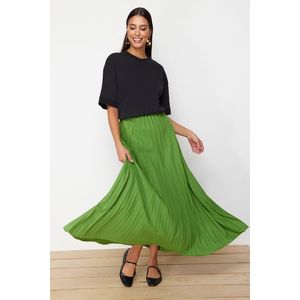 Trendyol Green Pleated Knitted Skirt obraz