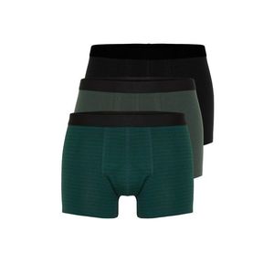 Trendyol 3-Piece Green-Black Striped-Plain Mix Cotton Boxers obraz