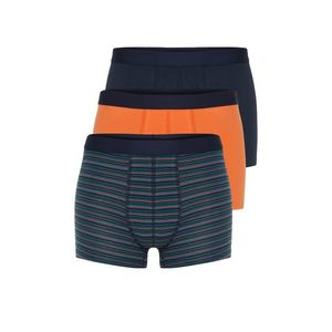 Trendyol 3-Piece Orange-Navy Blue Striped-Plain Mix Cotton Boxers obraz