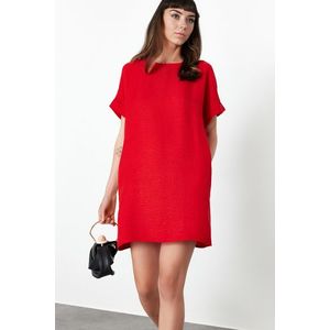 Trendyol Red Straight Cut Mini Woven Dress obraz