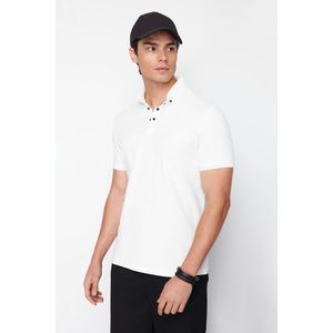 Trendyol White Regular/Regular Fit Polo Neck T-shirt obraz