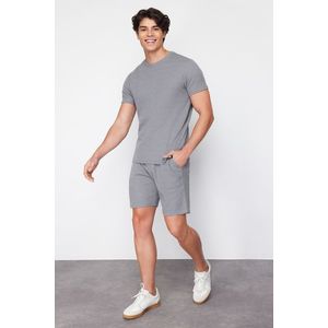 Trendyol Gray Regular Fit Waffle Knitted Pajama Set with Shorts obraz