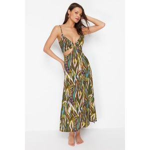 Trendyol Abstract Patterned Maxi Woven Cut Out/Window Beach Dress obraz