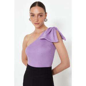Trendyol Lilac Bow Detailed Single Sleeve Knit Blouse obraz