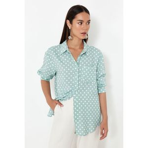 Trendyol Mint Polka Dot Oversize Wide Fit Woven Shirt obraz