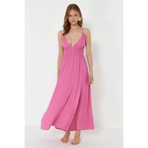 Trendyol Pink Maxi Woven Gathered Beach Dress obraz
