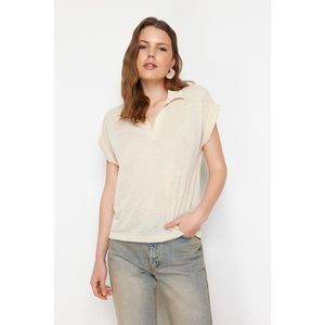 Trendyol Stone Linen Look Regular/Normal Fit Polo Neck Short Sleeve T-shirt obraz