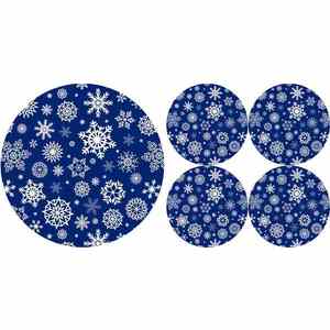 Bertoni Home Unisex's 1+4 Round Table Pads Set Snow Navy Blue obraz