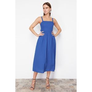 Trendyol Blue A-Line Cotton Voile Midi Woven Dress obraz