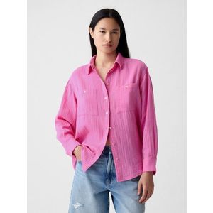 Růžová dámská mušelínová oversize košile GAP obraz