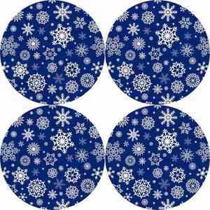 Bertoni Home Unisex's 4 Round Table Pads Set Snow Navy Blue obraz
