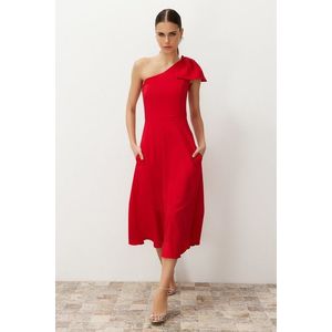 Trendyol Red A-Cut Bow Detailed Elegant Evening Dress obraz