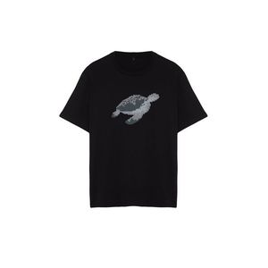 Trendyol Black Relaxed/Comfortable Fit More Sustainable Animal Printed 100% Organic Cotton T-shirt obraz