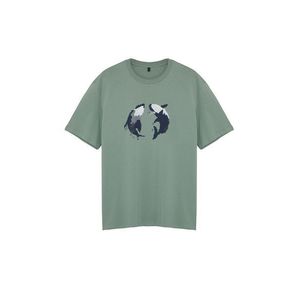 Trendyol Mint Relaxed/Comfortable Fit More Sustainable Animal Printed 100% Organic Cotton T-shirt obraz