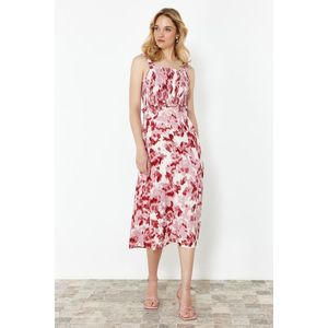 Trendyol Dried Rose abstract Patterned A-line Gipe Detail Viscose Midi Woven Dress obraz