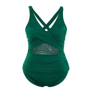 Trendyol Curve Emerald Green Mesh Detailed Swimsuit with Lifting Effect obraz