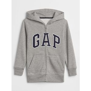 Šedá klučičí dětská mikina GAP Logo zip hoodie obraz