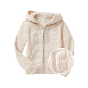 Béžová holčičí mikina GAP Logo zip hoodie in fleece obraz