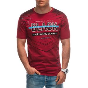 Men's red cotton t-shirt obraz
