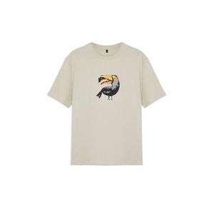 Trendyol Stone Men's Relaxed/Comfortable Cut More Sustainable Animal Print 100% Organic Cotton T-shirt obraz