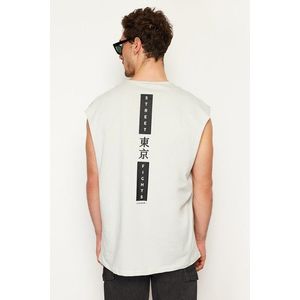 Trendyol Gray Oversize Fit Far East Printed Undershirt-T-Shirt obraz
