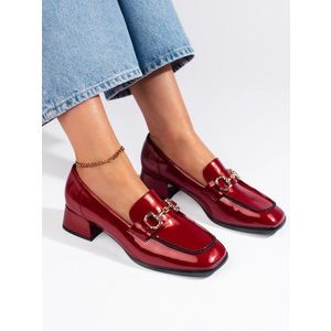 SERGIO LEONE Lacquered women's loafers red obraz