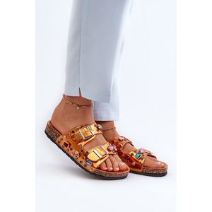 Zdobené dámské pantofle přezkami S.Barski Orange obraz