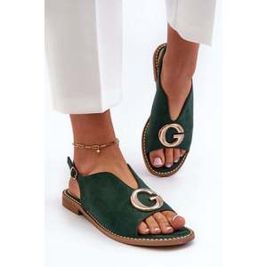 Elegantní dámské sandály se zdobením, Eco Suede S.Barski Zelená obraz