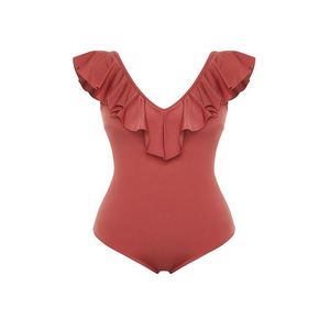 Trendyol Curve Tile Ruffle Detailed Swimsuit with Lifting Effect obraz