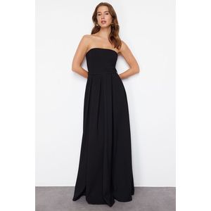 Trendyol Black A-Cut Strapless Woven Long Evening Dress obraz