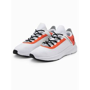 Ombre Men's sneakers with neon inserts - white obraz