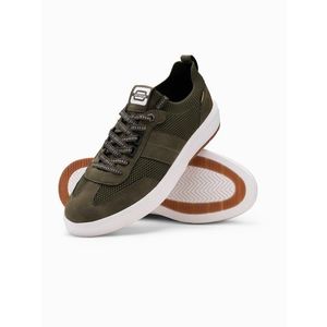 Ombre Men's structured fabric slip-on sneakers - olive obraz