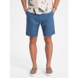 Ombre Men's linen blend short shorts - blue denim obraz