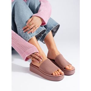 SERGIO LEONE Women's pink wedge flip-flops obraz