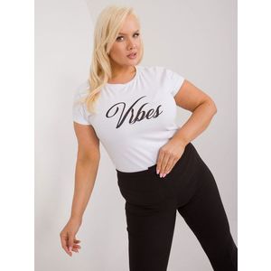 Bílé dámské triko plus size s nápisem a aplikací obraz