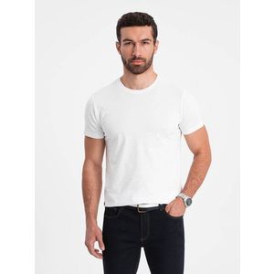 Ombre Men's BASIC classic cotton T-shirt - white obraz