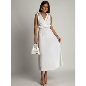Bílé mušelínové letní šaty s psaníčkovým výstřihem obraz