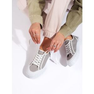 Shelvt Comfortable women's sneakers gray obraz