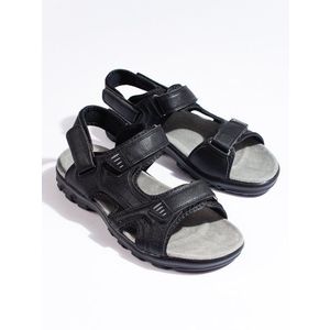 Shelvt Comfortable Men's Black Velcro Sandals obraz