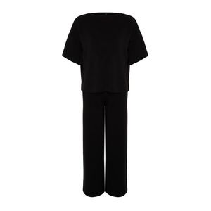 Trendyol Black Basic Three Quarter Sleeve Knitwear Bottom-Top Set obraz