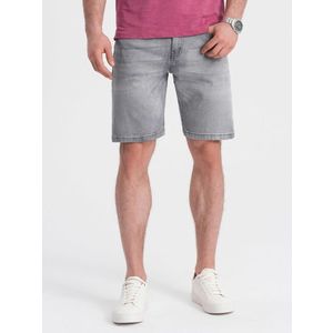Ombre Men's short denim shorts with subtle washes - gray obraz