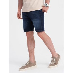 Ombre Men's denim short shorts with subtle washes - dark blue obraz
