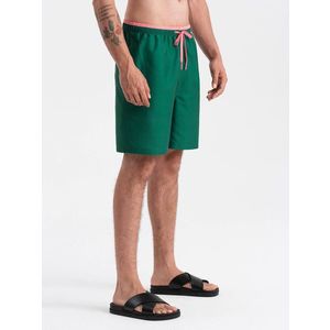 Ombre Men's two-tone ribbed swim shorts - dark green obraz