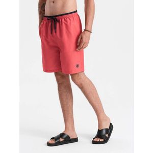 Ombre Men's two-tone ribbed swim shorts - coral obraz