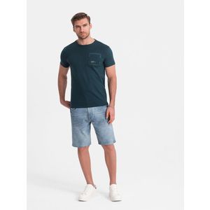 Ombre Men's denim short shorts with subtle washes - light blue obraz