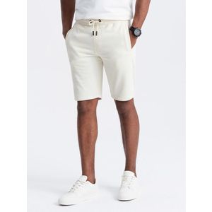 Ombre BASIC men's cotton sweat shorts - cream obraz