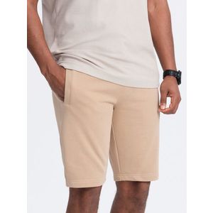 Ombre BASIC men's cotton sweatshorts - beige obraz